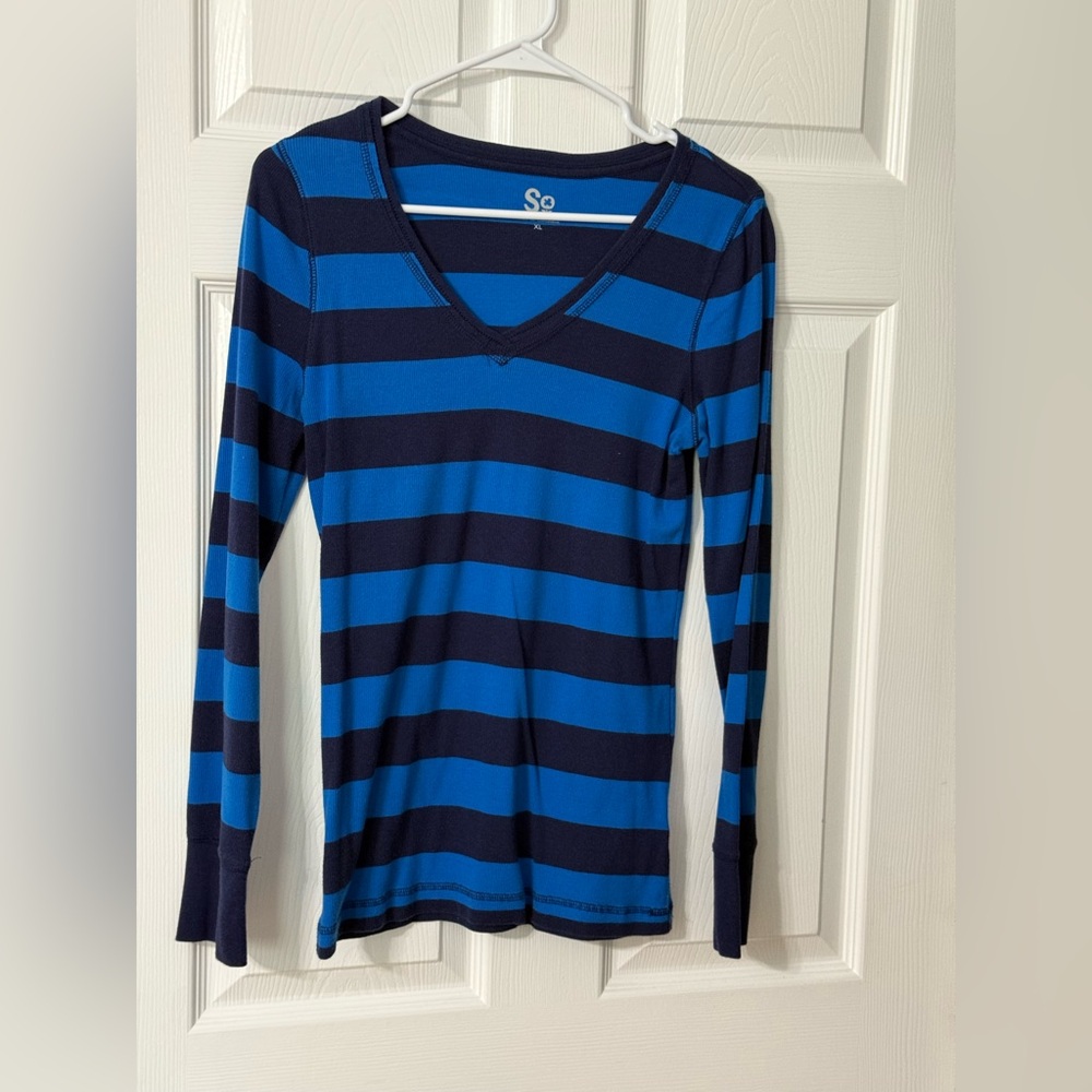 SO Blue Fitted Long Sleeve T-Shirt